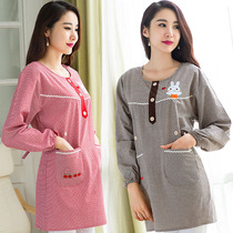 Japanese kitchen cooking apron long-sleeved cotton overcoat womens winter adult top reverse wear thickened work jacket