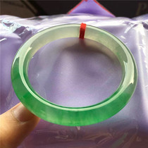 High ice seed Green round strip natural Myanmar old pit jade bracelet floating green jade bracelet Jade New