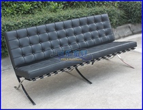 CL3001 three-seat-imported leather black Barcelona chair three-seat sofa