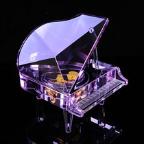 Music box Transparent crystal mini piano model Music box Simple decoration Childrens male and female students birthday gift