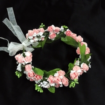 Xiaoyue Korean colorful pink rose childrens Garland headdress bride flower child photo rattan flower hair accessories