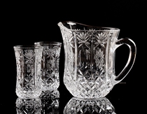 Foreign trade export transparent glass sunflower cold kettle 5-piece set retro embossed red wine Juice Cup