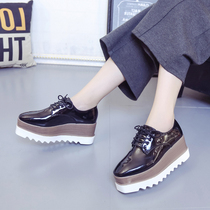 Muffin small leather shoes women Spring and Autumn single shoes women 2021 New flat English students platform shoes female soft sister retro