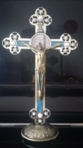 Bronze inlaid with pearls Jesus exorcism cross ornaments safe gifts Catholic holy objects religion Christian classics