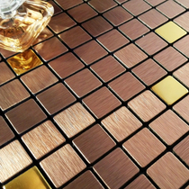 (Pyramid) Brown copper tea gold brushed silver mirror Aluminum plastic plate back adhesive self-attached metal mosaic new wall tiles