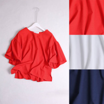 118b 0710 sweet and very rules the lotus leaf short sleeve round collar straight cylinder type headliner shirt