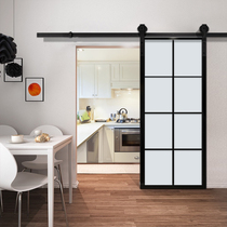 Hanging rail barn door black frame glass Nordic bathroom kitchen custom titanium magnesium aluminum alloy sliding door partition sliding door