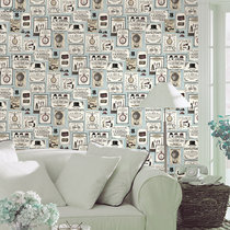 American retro personality stamp wallpaper Philatelic pattern study cafe cloakroom wallpaper shoe store decoration