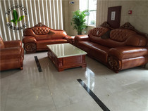 Chengdu Tyson office furniture European leather office sofa meeting guest sofa sofa coffee table gold classic sofa