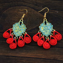 Bohemia Ethnic Red Tassel Earrings Female Medium Long Temperament Lightweight Retro Ethnic Wind Earrings