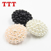 High-grade white black pearl button pink handmade beaded bag button womens coat button button button round