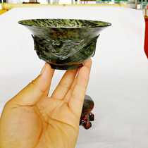 Jiuquan luminous cup Qilian Jade Gansu characteristic tourist souvenirs Pure handmade boutique dragon bowl send base