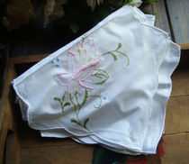 外贸出口美式田园纯棉绣花复古布艺盖巾手帕面包巾 粉玫瑰 超值