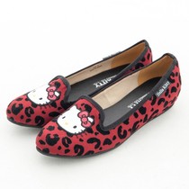 Hello Kitty leopard inside heightening Lefos shoes-Red ash