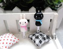 Fashion lovers Scarf Rabbit Dust Stopper Cartoon Three-dimensional Black & White Rabbit Lenove Lenovo headphone hole universal