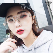 New trendy men and women couples frameless transparent cut edge personalized sunglasses driving fashion glasses sunglasses