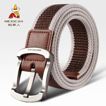 Scarecrow canvas belt mens canvas belt mens leisure Joker youth Korean student pin buckle belt trend