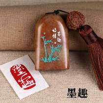 Finished idle chapter (ink fun)Calligraphy calligraphy painting Chinese painting National Exhibition introduction hand-carved seal custom seal