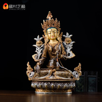 (Tibetan Village) Nepal handmade copper gold-plated silver-plated carved white mother Buddha statue 1 foot