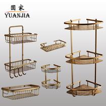 European all-copper antique triangle basket sanitary toilet bathroom single-layer rectangular basket retro shelf pendant