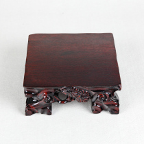 Redwood carving square vase base chicken wings wooden flower pot ornaments bottom support solid wood Buddha statue stone base wooden support