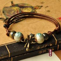 Original ceramic small jewelry ancient style beaded bracelet hand-woven student female simple adjustable size personality
