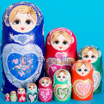 Yakrous hand painted business gift birthday gift basswood brand Russian set doll 10 layer 1098