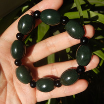 Dialect Hetian Jade black green jade bracelet bucket beads Hetian jade bracelet explosive bracelet mens and womens