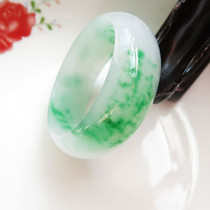 Natural Xinjiang Hetian jade bracelet Gobi jade ice species white plus green floating jade widened bracelet