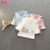 Baby girl autumn and winter clothes thick base shirt 0 1 1-2 3 years old girl childrens clothes childrens clothes baby T-shirt