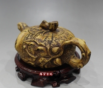 Antique collection Yixing old purple clay pot yellow mud section sand all hand-made antique pot Stump teapot Chen Mingyuan