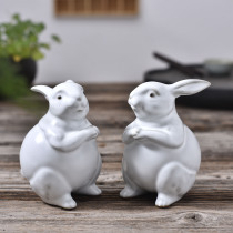 Beautiful home Ru kiln tea pet ornaments boutique can raise home ceramic rabbit purple sand tea tray tea set Tea play accessories