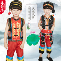 Childrens Miao performance costumes boys Yunnan Tujia ethnic minority Zhuang Li Yi Hulusi performance