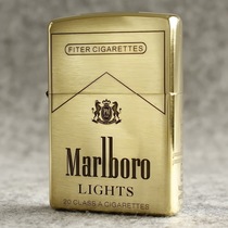 Original zippo windproof lighter pure copper ancient silver five-sided conventional armor etched Marlboro cigarette case