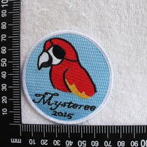 Heart embroidered YD04 red bird embroidered parrot adhesive cloth 7 3CM patch badge