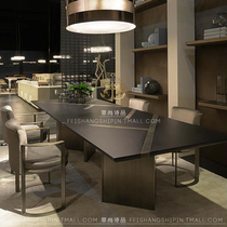 Modern simple dining table rectangular solid wood dining table and chair combination light luxury dining table home 8-person table post-modern long table