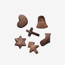 MUMO wood ink solid wood Christmas gift black walnut ornaments Christmas tree heart-shaped cross