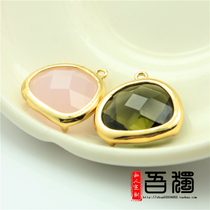 Ornament DIY accessories K gold accessories bag K gold accessories inlaid with multi-section glass pendant