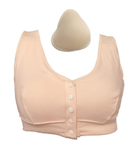 Mei two-in-one breast front buckle vest can be equipped with silicone fake breast bra without steel ring White buckle after surgery