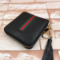 Special color belt cute short wallet leather first layer cowhide women card bag wallet womens bag