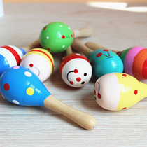 Large trumpet sand hammer cartoon solid wood sand hammer wooden rattle educational toddler toys children percussion instruments