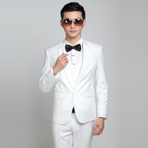 Mens suit suit Korean version of slim pure white suit suit suit groom wedding dress wedding photo studio