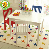 Bean rice baby childrens table and chair set writing kindergarten graffiti desk game table solid wood