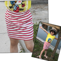 Childrens dress girl dress summer skirt striped short skirt new red and white Navy style 2 send 1