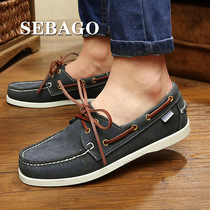 Korean version of mens casual shoes summer new lace-up flat couple shoes driving board shoes PSEBAGO sailing shoes
