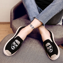 Linen fisherman canvas mens shoes autumn a pedal lazy leisure Joker driving work trendy shoes old Beijing cloth shoes