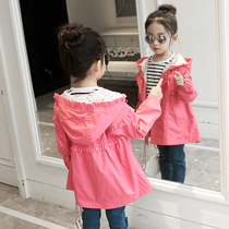 Girl coat spring and autumn 2021 new long sleeve Korean version of autumn dress Western style windbreaker childrens coat autumn leisure tide