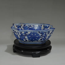Antique antique porcelain collection hand-painted blue and white 8-square pen wash ornaments room supplies Jingdezhen factory goods ceramics
