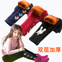 Off-code clearance girls plus velvet leggings Childrens clothing autumn and winter thickened trousers Childrens warm outer wear pants