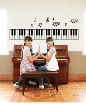 Piano keyboard training Music notes staff stickers Music classroom Double-sided glass wall stickers stickers murals